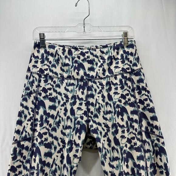 V A Core Leggings Women Sz L High Rise Pull On Animal Print Blue/Ivory - Picture 6 of 10